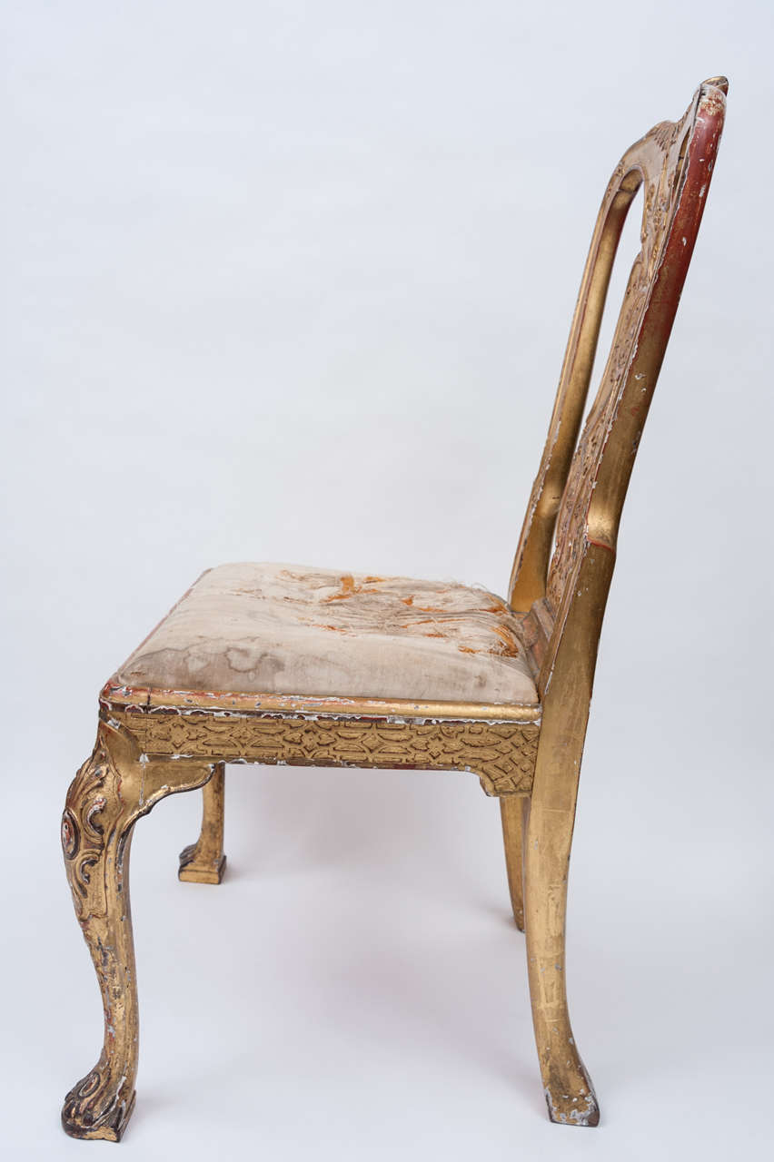 George I Style Gilt Wood and Gesso Side Chair For Sale 1