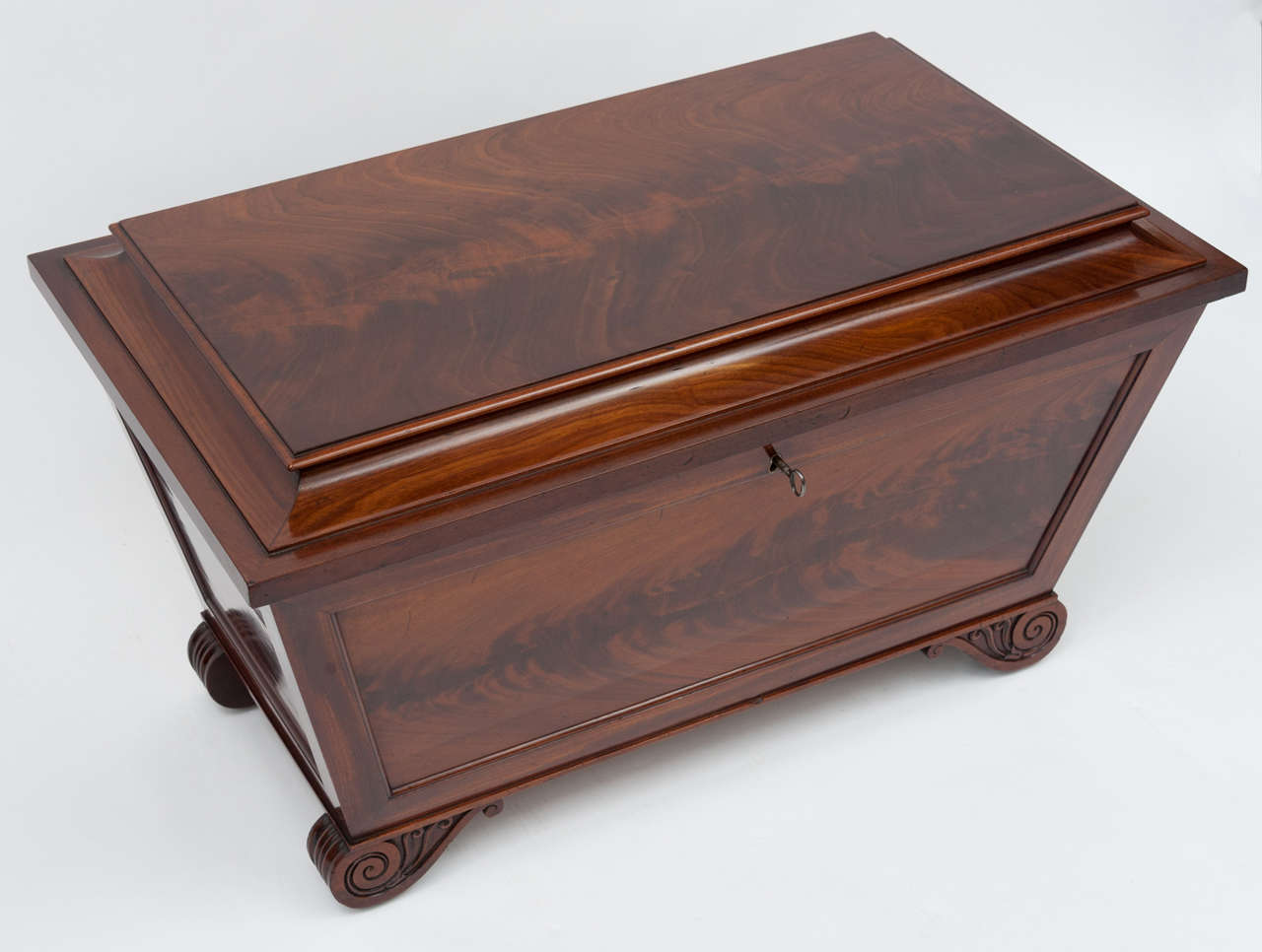 A Good Regency Mahogany Sarcophagus Shaped Wine Cooler For Sale 1