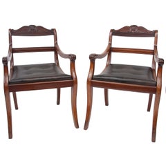 Early 19th Century Pair of Mahogany Open Armchairs
