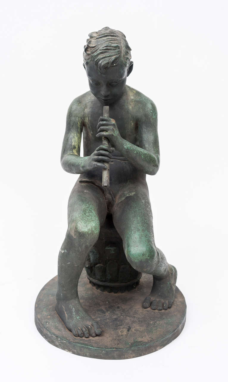 Bronze Sculpture of Young Boy Playing Flute at 1stDibs who plays