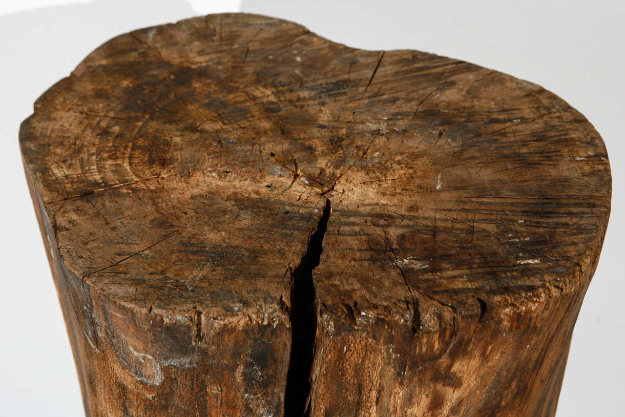 American Tall Rustic Italian Tree Stump Pedestal Side Table