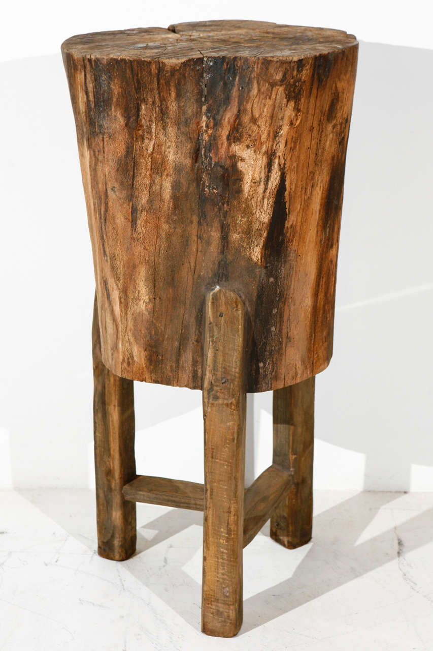 Tall Rustic Italian Tree Stump Pedestal Side Table 1