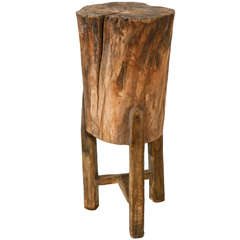 Tall Rustic Italian Tree Stump Pedestal Side Table