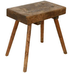 Rustic Italian Wood Stool / Side Table