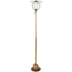 Italian Wire and Glass Globe Floor Lamp