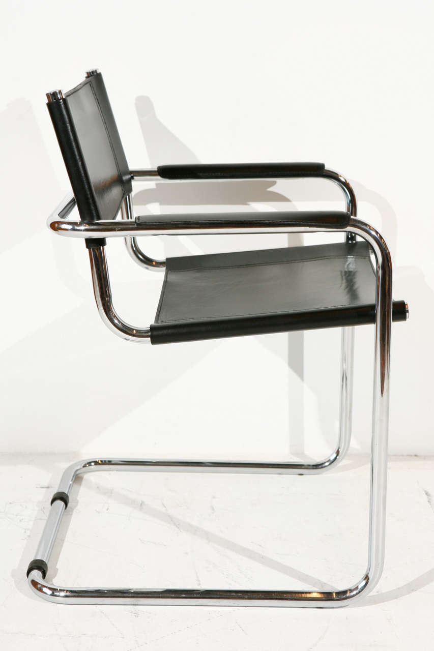 American Set of Six Steel Cantilever Dining Chairs in the Style of Mart Stam
