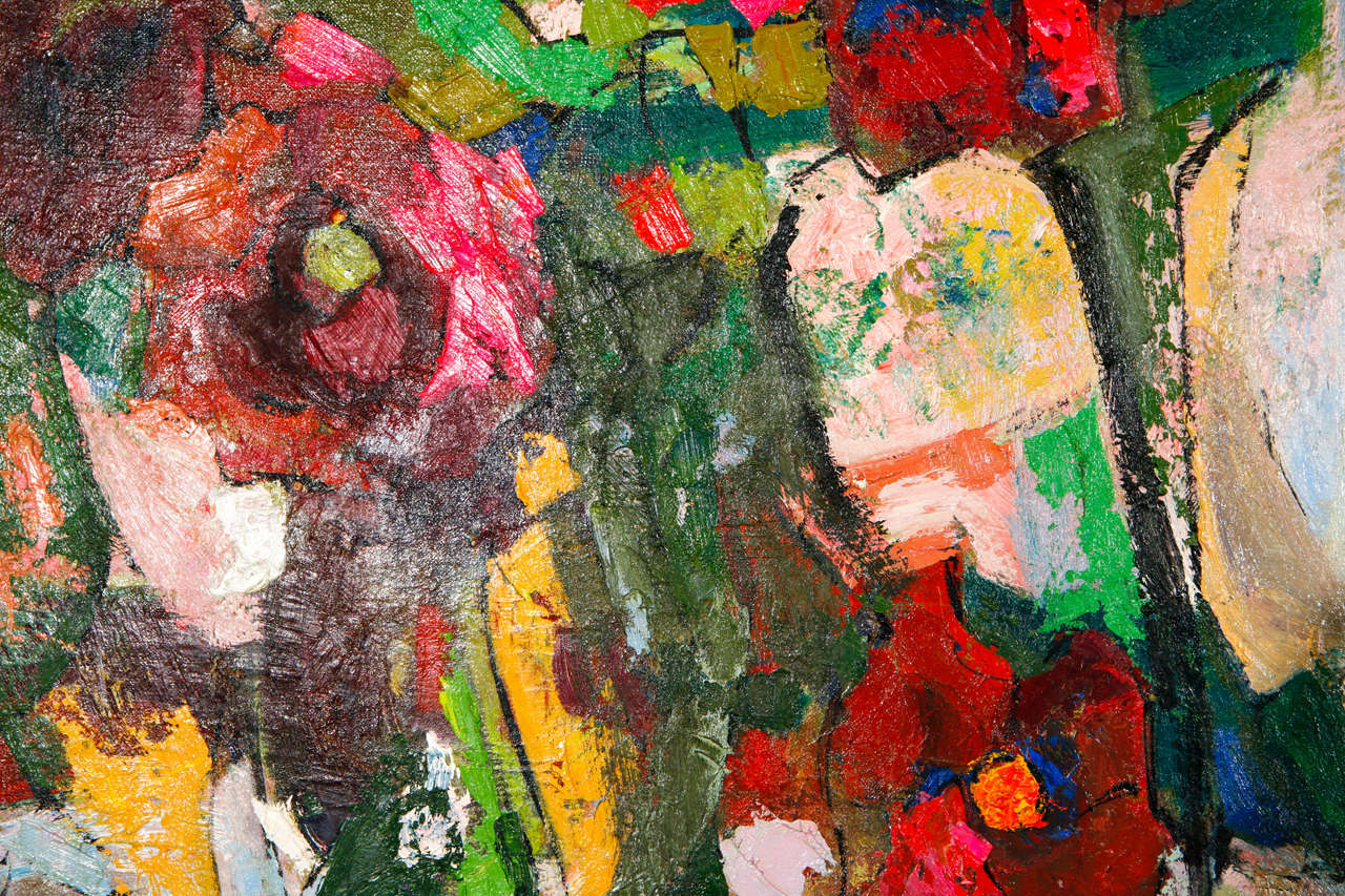 Early 20th Century Bright Abstract Painting in Gilded Frame at 1stDibs