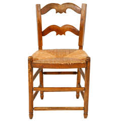 Petite Late 19th Century French Side Chair with Rush Seat