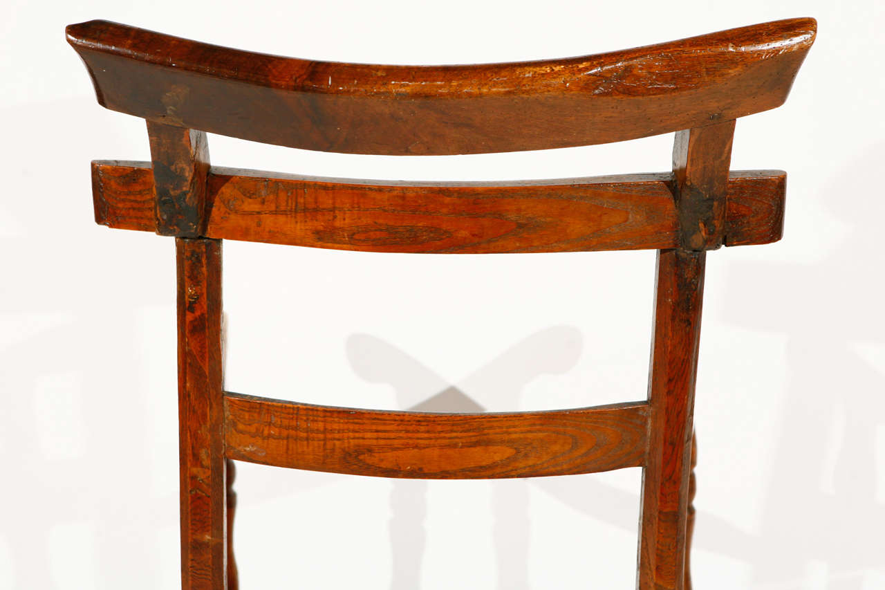 Ladder Back Oak and Elm Chair with Rush Seat 1