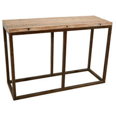 Antique Wood and Metal Console