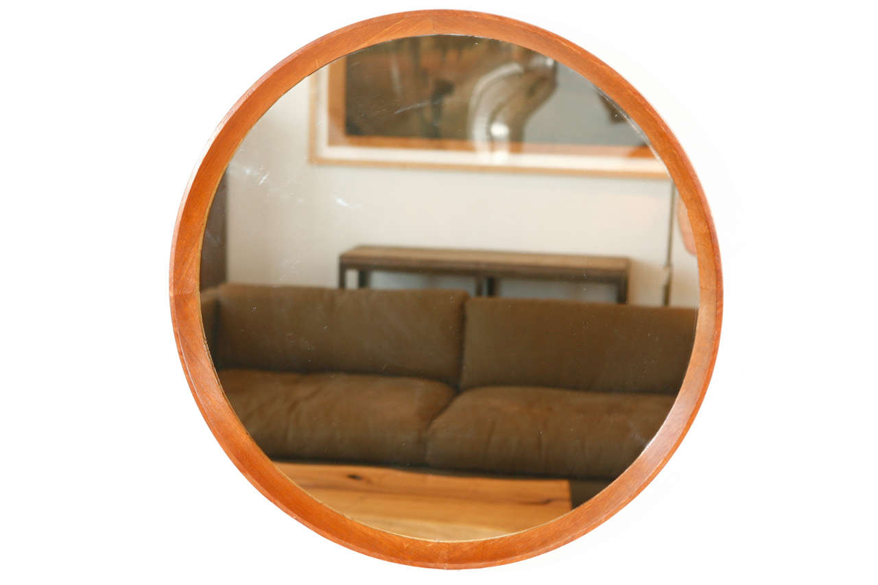 Italian Wood Framed Round Wall Mirror | Large