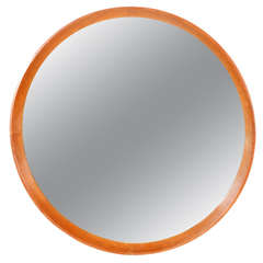 Italian Wood Framed Round Wall Mirror | Large