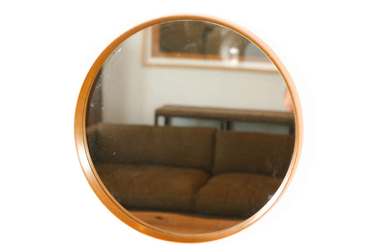 Italian Wood Framed Round Wall Mirror | Small