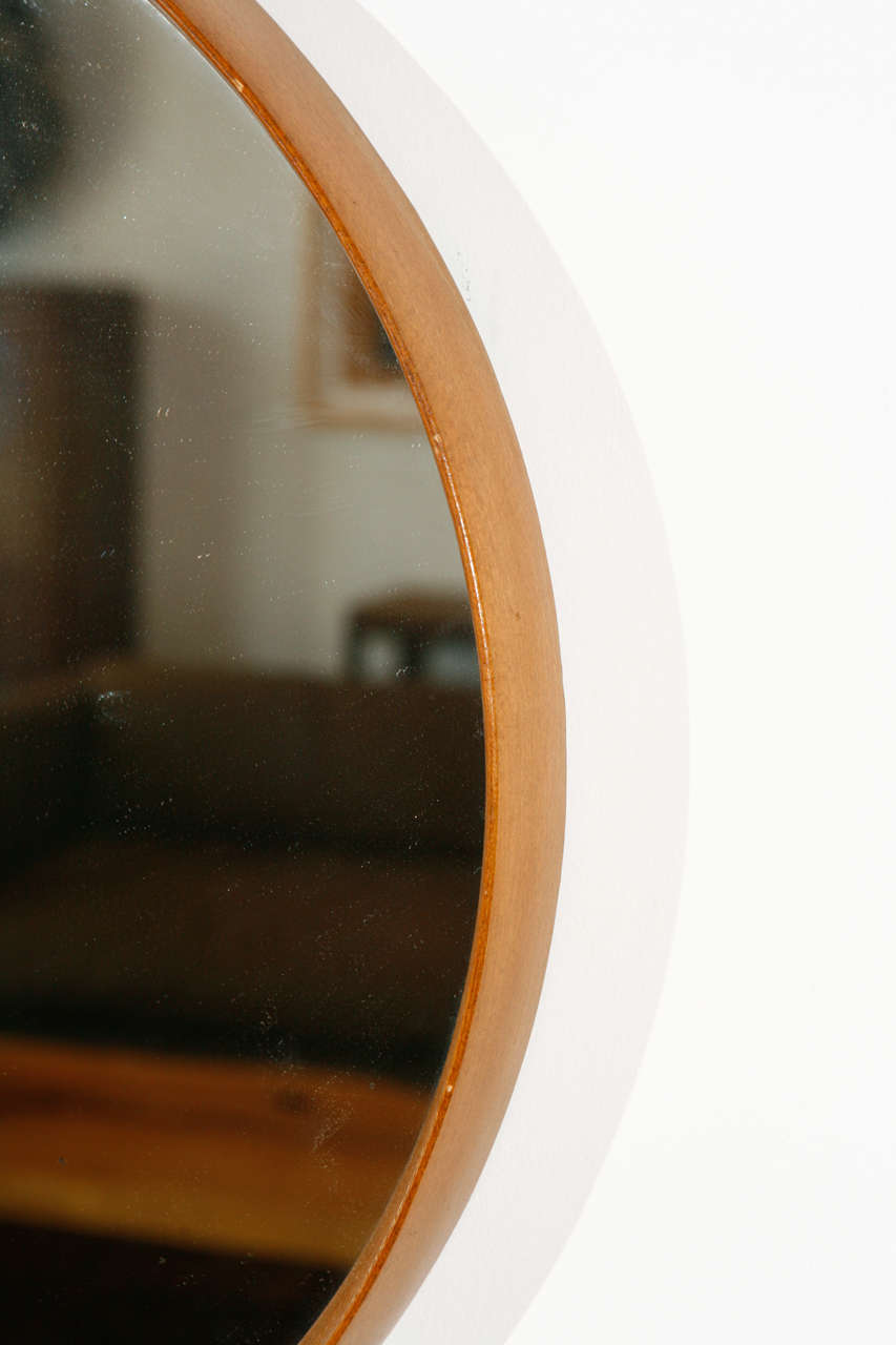 Italian Wood Framed Round Wall Mirror Small At 1stdibs Mid Century Modern Italian Wood Framed Round Wall Mirror Small For