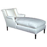 White Linen Reupholstered Chaise Lounge