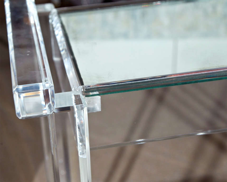 American Lucite Bar Cart with Mirrored Top