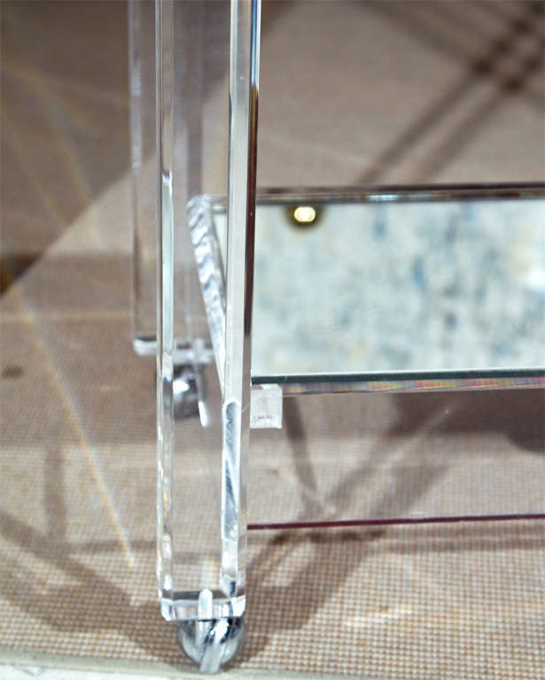 20th Century Lucite Bar Cart with Mirrored Top