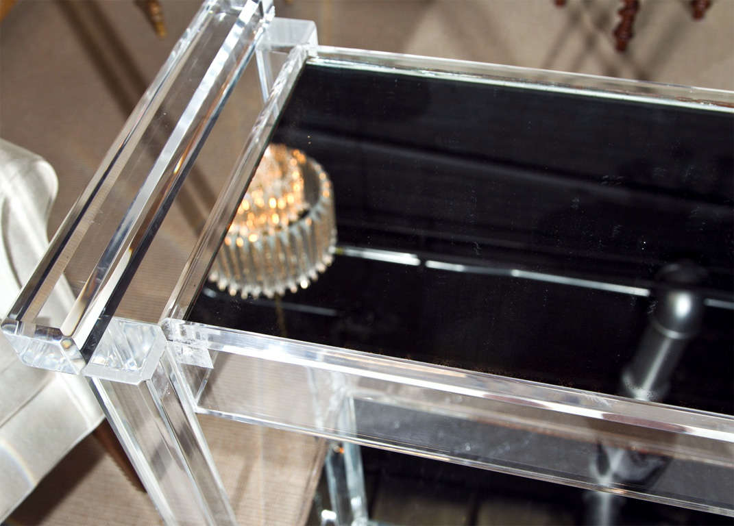 Lucite Bar Cart with Mirrored Top 2