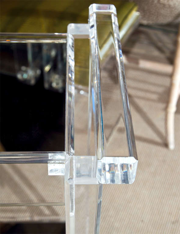 Lucite Bar Cart with Mirrored Top 4