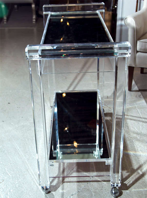 Lucite Bar Cart with Mirrored Top 5