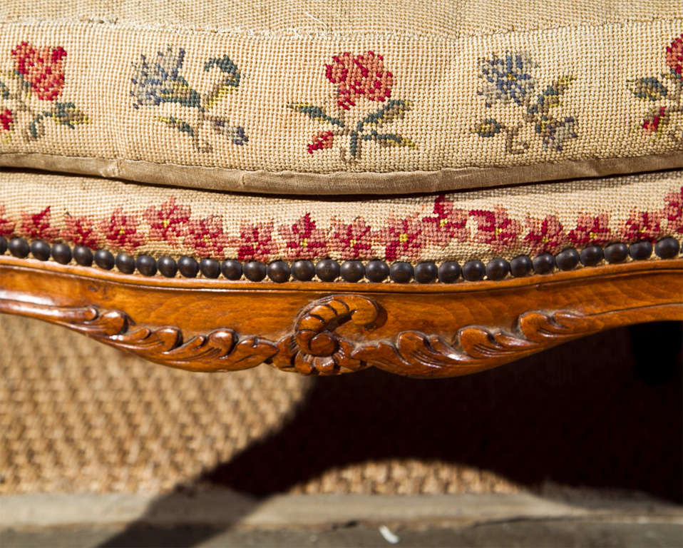 Pair Louis XV Style Needlepoint Upholstered Chairs 1