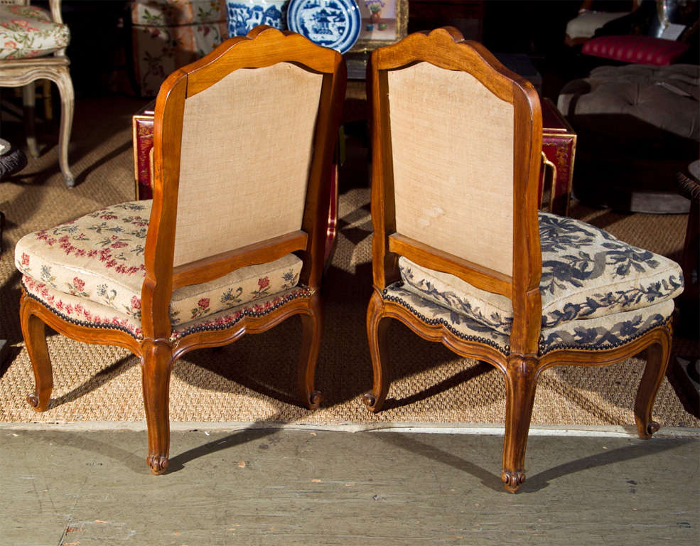 Pair Louis XV Style Needlepoint Upholstered Chairs 6