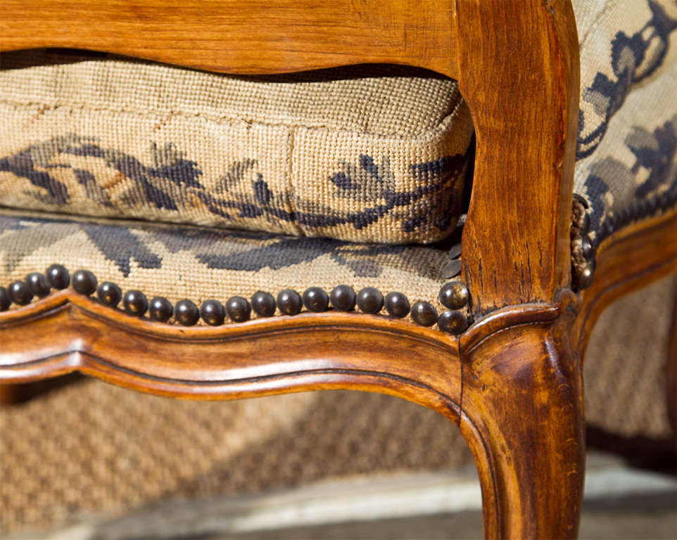 Pair Louis XV Style Needlepoint Upholstered Chairs 7