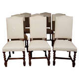 Set of Eight French Dining Chairs with Barley Twist Legs