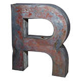 Vintage HUGE Letter "R" Zinc Aluminum Sign Marquee
