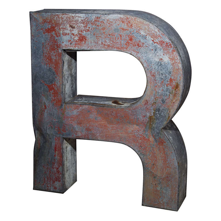 HUGE Letter "R" Zinc Aluminum Sign Marquee