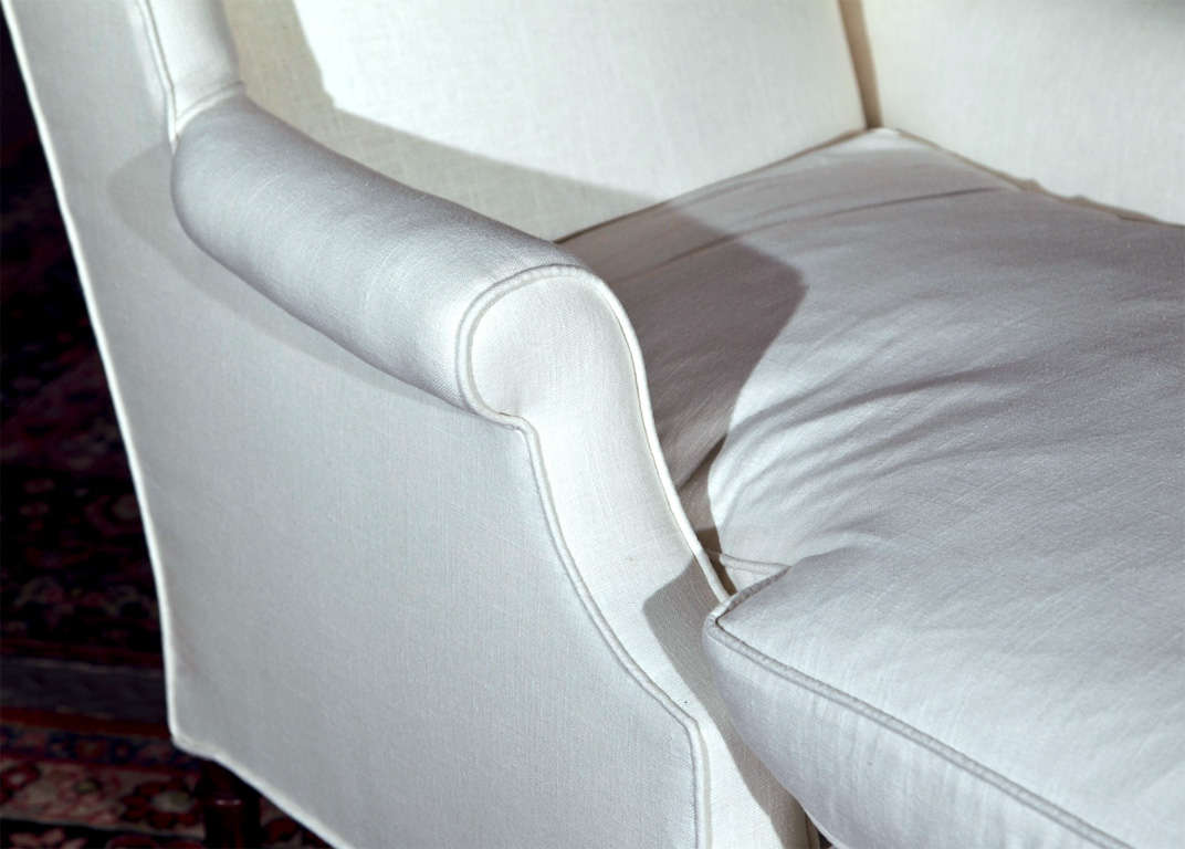 White Linen Reupholstered Chaise Lounge at 1stdibs