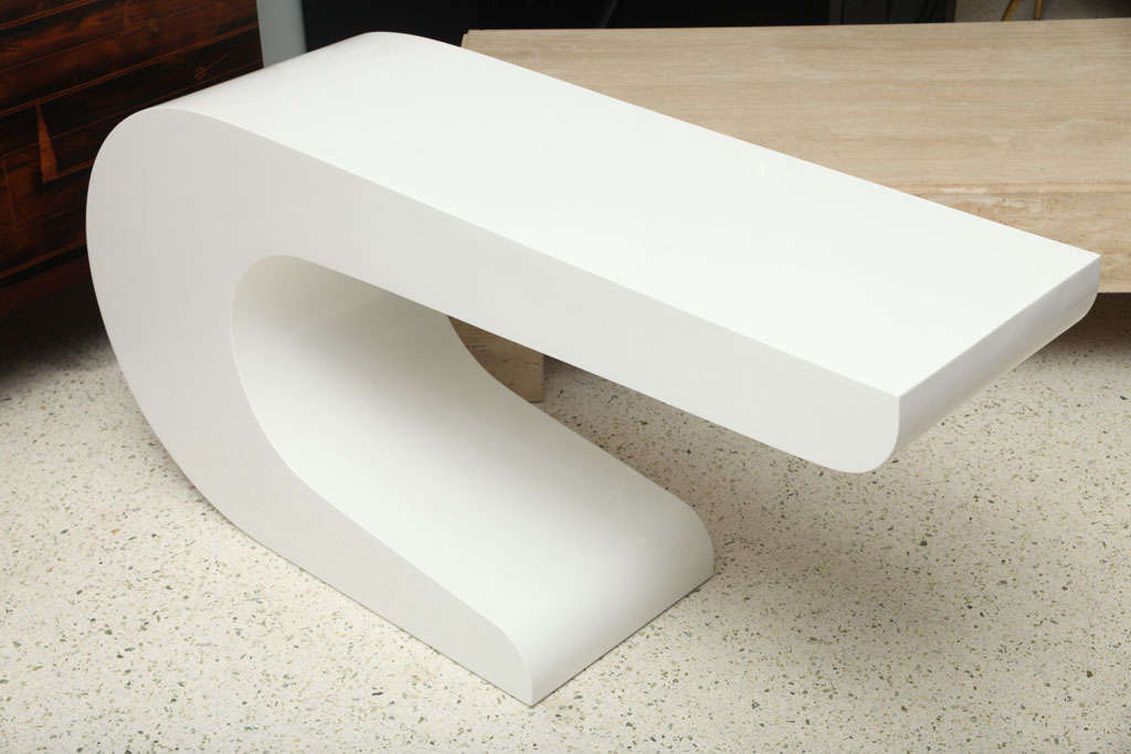 French A Pierre Cardin White Laquer Waterfall Console