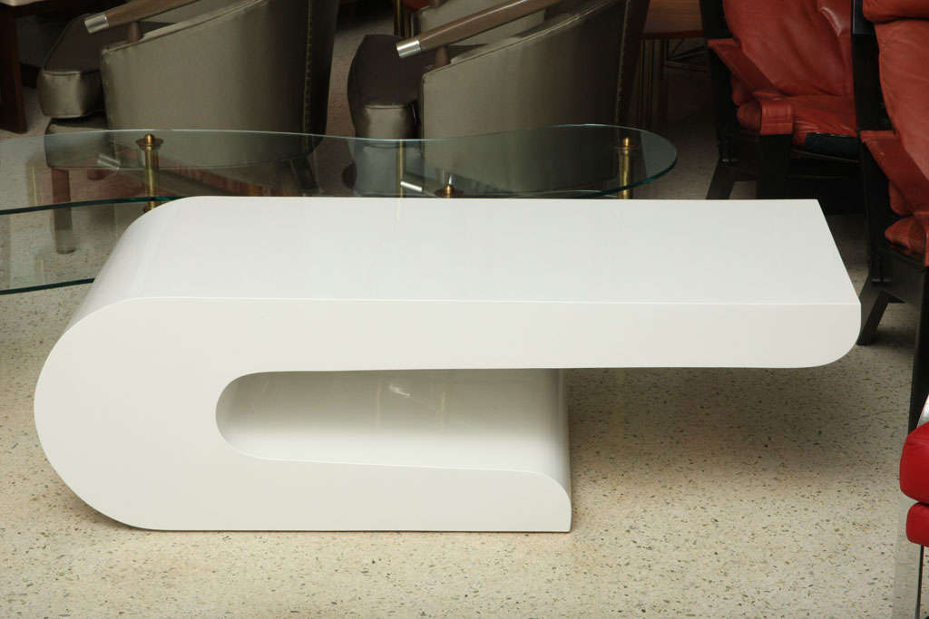 A Pierre Cardin White Laquer Waterfall Console