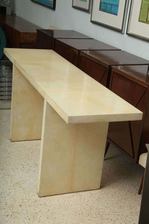 Mid-20th Century French Modern Parchment Console Table For Sale