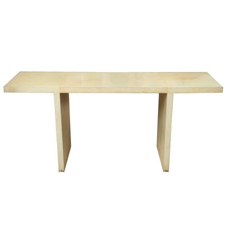 French Modern Parchment Console Table For Sale