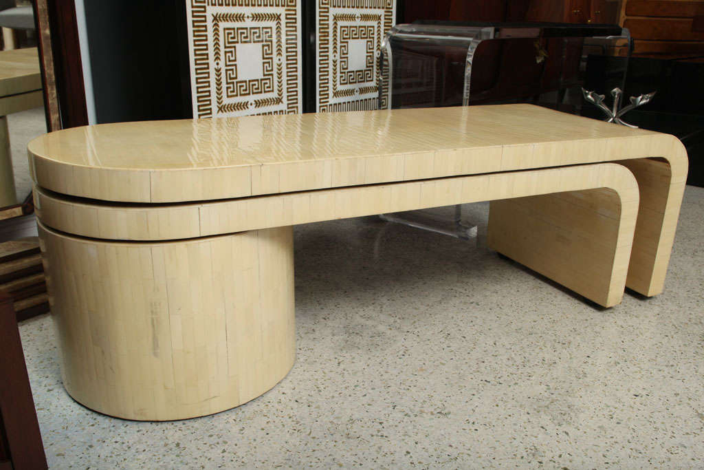 Late 20th Century Inlaid Horn Pivoting Low Table, For Sale