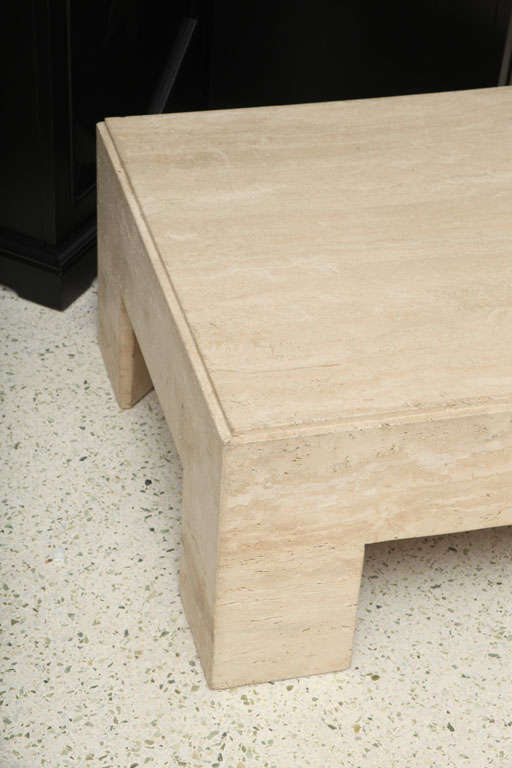 Mid-Century Modern Italian Modern Travertine Marble Low Table, in the Manner of Willy Rizzo