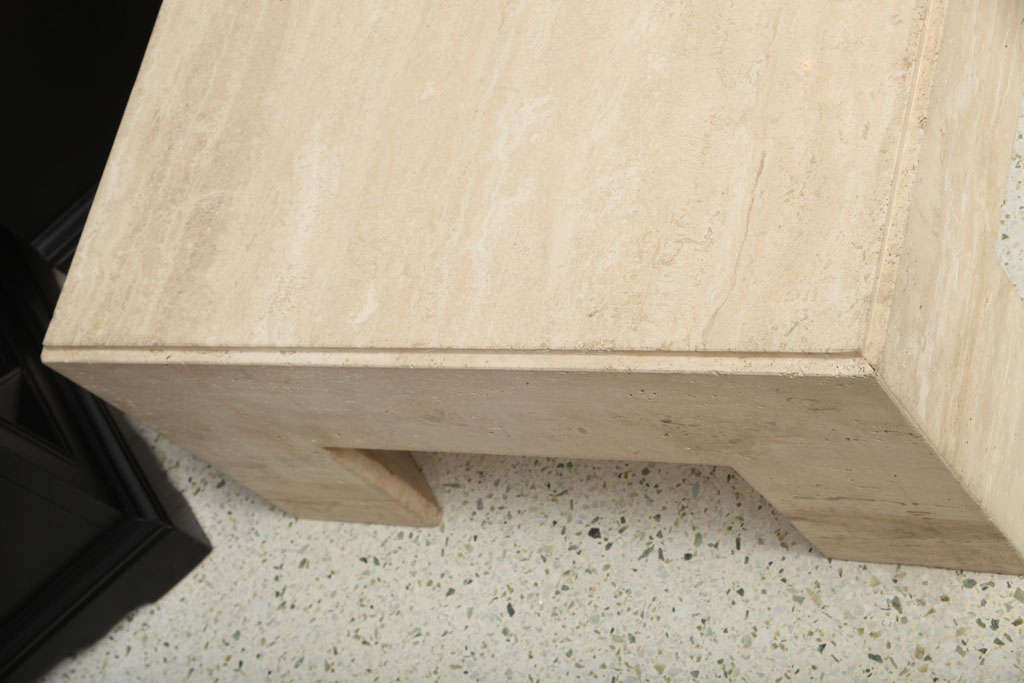 Italian Modern Travertine Marble Low Table, in the Manner of Willy Rizzo 3