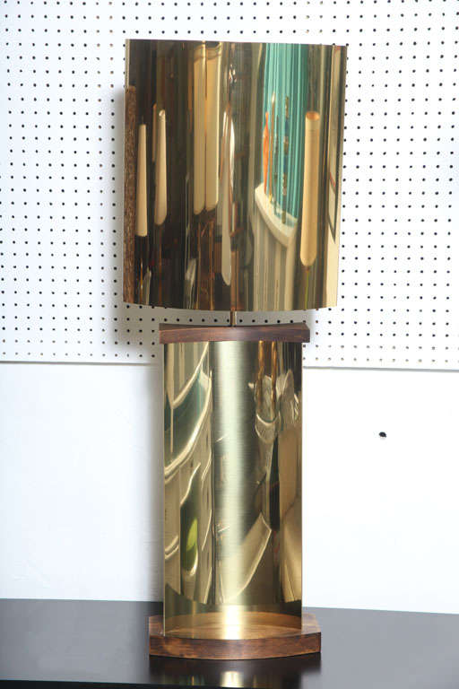 Fabulous  70's Brass and Wood Table Lamp by C Jere