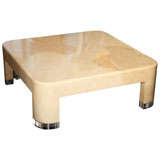 1980s Sculptural Marble Look Square Coffee Table