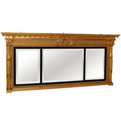 Regency Style Edwardian Gilded Over Mantel Mirror