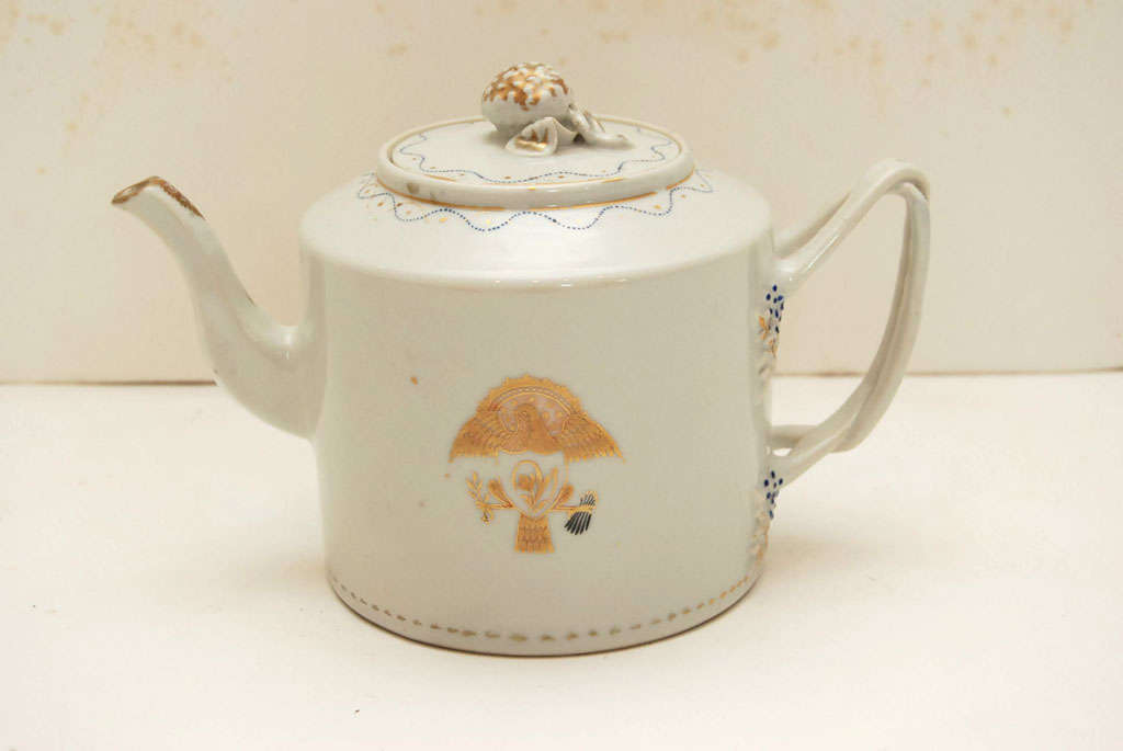 American Eagle Decorated Chinese Export Teapot