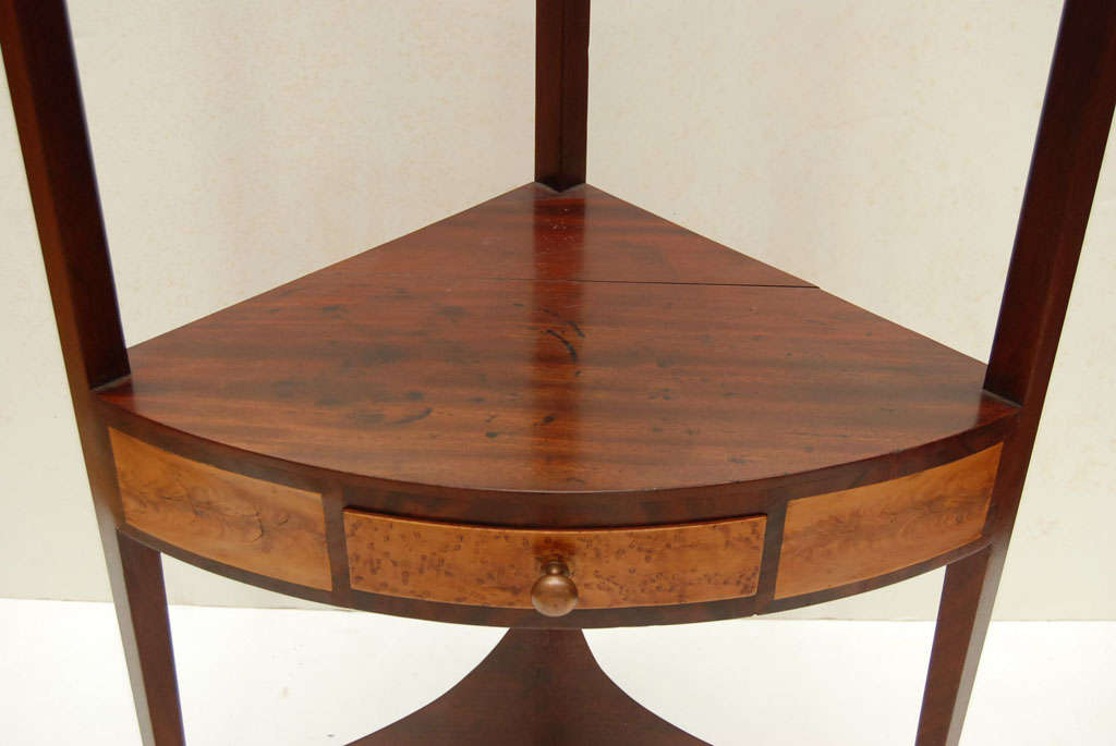 18th Century and Earlier Bird's Eye Maple and Mahogany Federal Period Corner Wash Stand
