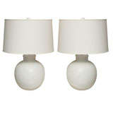 Pair of Italian Pottery Lamps with Embossed Pattern