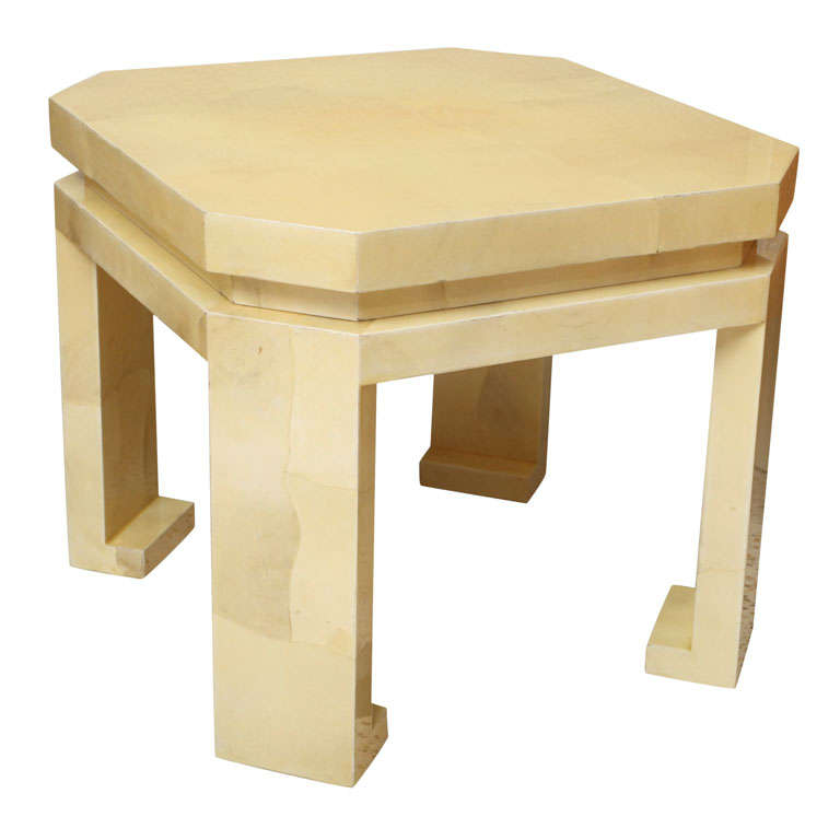 Large Enrique Garces White Parchment End Table