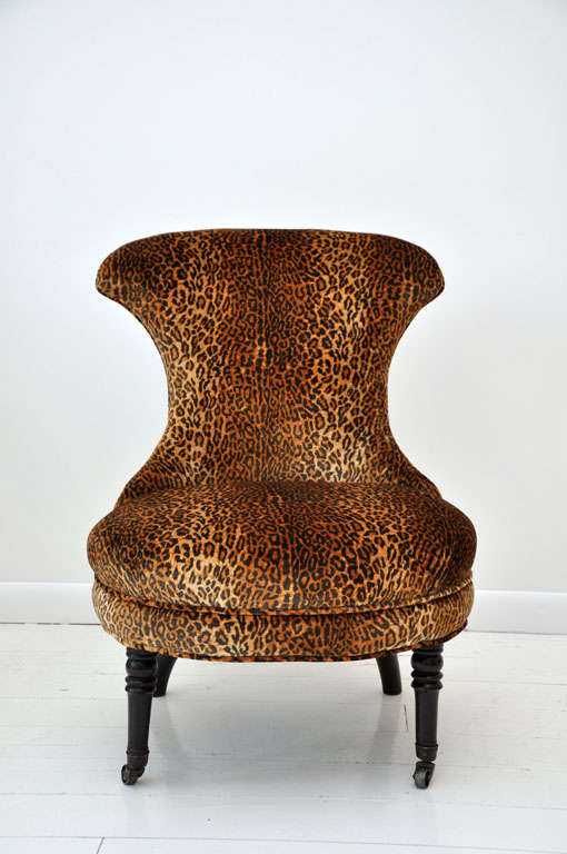 19th Century Victorian Leopard Slipper Chair