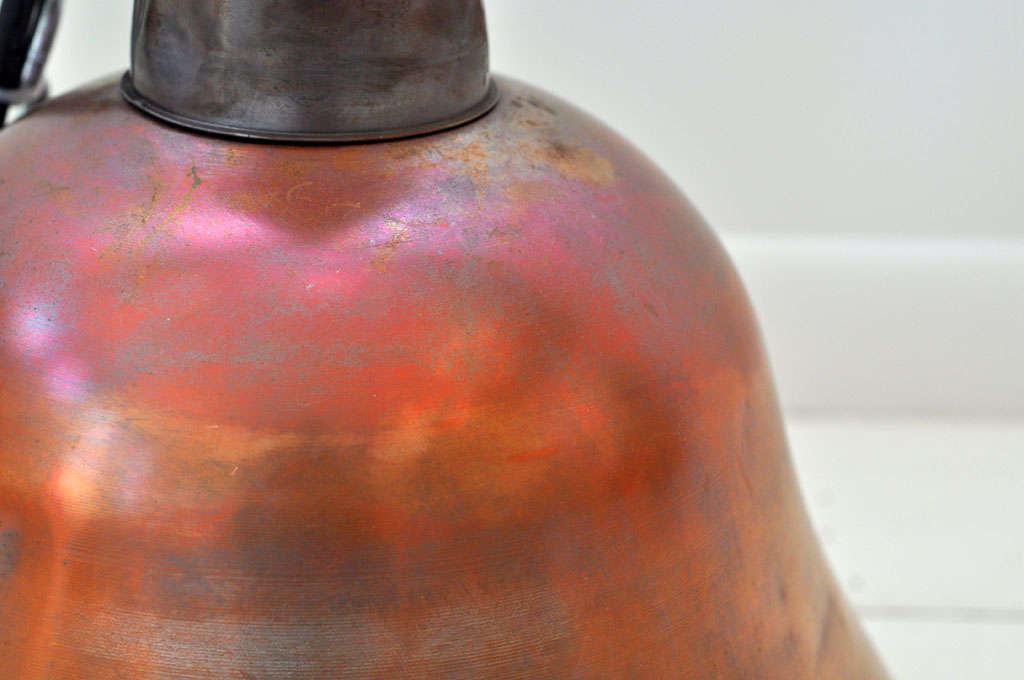 Pair of Large Industrial Copper Pendant Lights 4