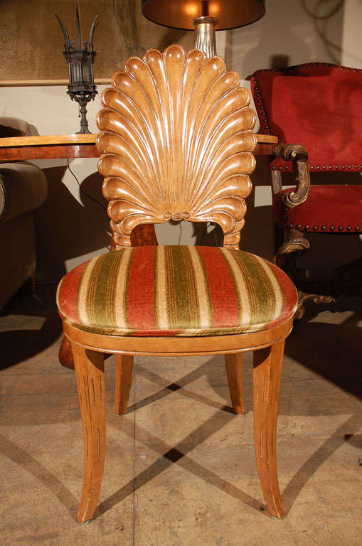 Carved Wooden Shell Back Chair