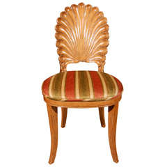 Vintage Carved Wooden Shell Back Chair