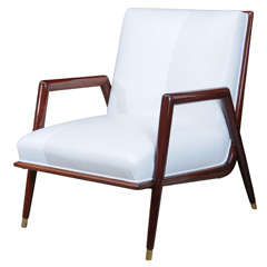 Fine Italian Mahogany Modern Armchair, Manner of Ponti